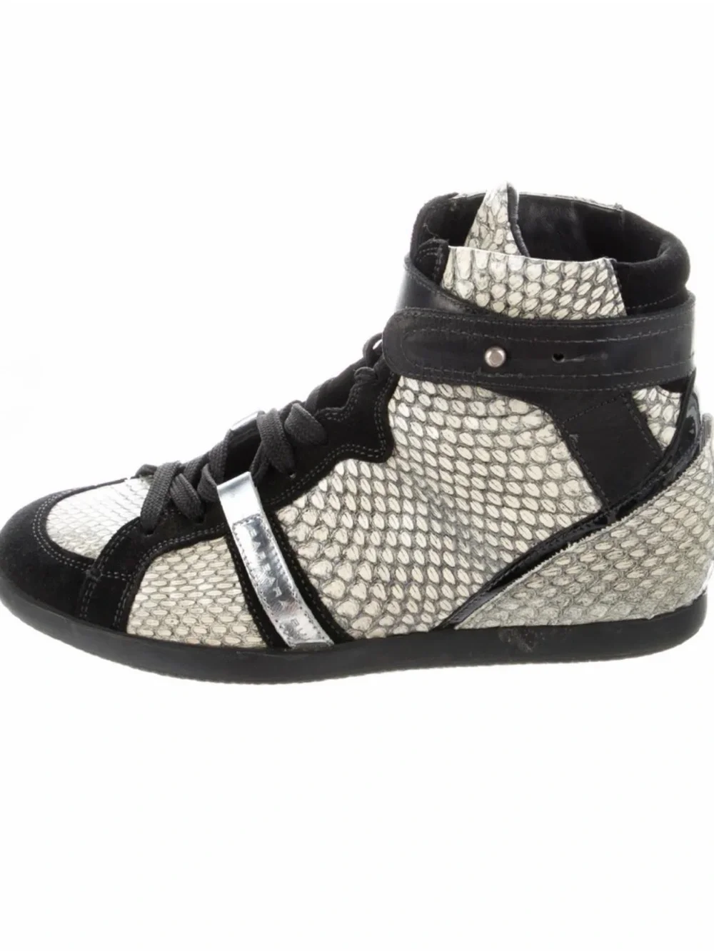 Barbara Bui Black Python and Suede High-Top Sneaker